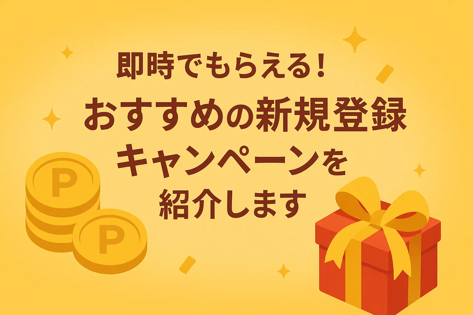 即時でもらえる！おすすめの新規登録キャンペーンを紹介します