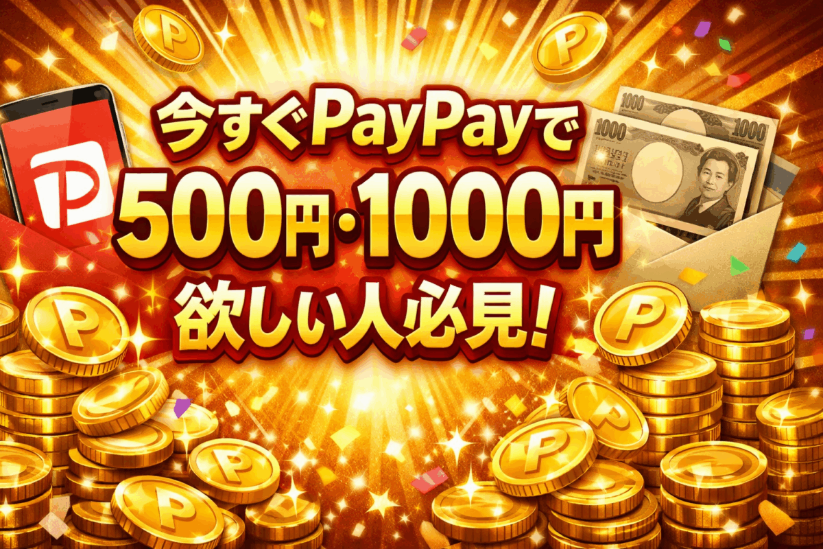 今すぐPayPayで500円・1000円欲しい人必見！