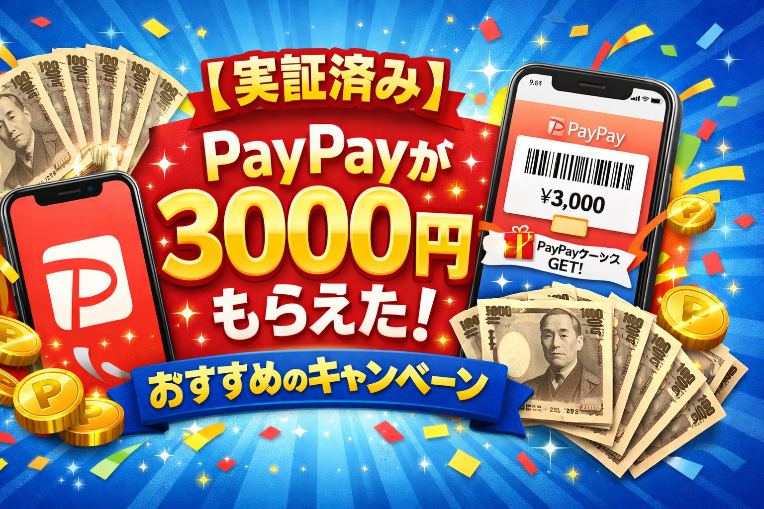 【実証済み】PayPayが3000円もらえた！おすすめのキャンペーン