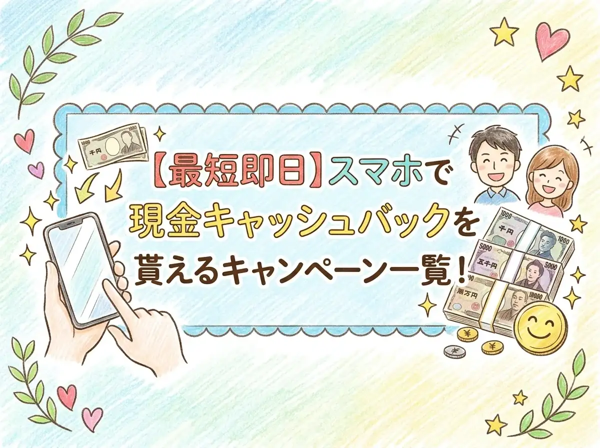 【最短即日】スマホで現金キャッシュバックを貰えるキャンペーン一覧！
